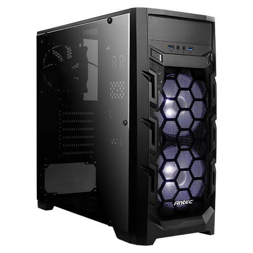 Корпус Antec GX202,Gaming, MidT, 2xUSB3.0,2x120мм LED white+1x120мм, акрил(бічна панель),без БЖ,чорний