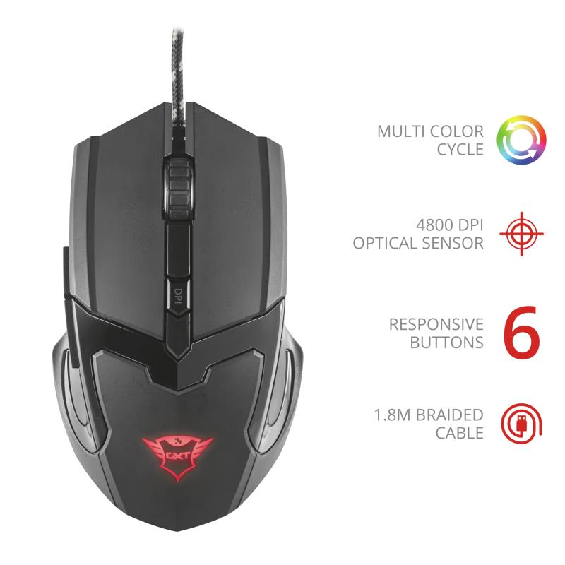 Миша ігрова TRUST GXT 101 Gav Optical RGB USB Black