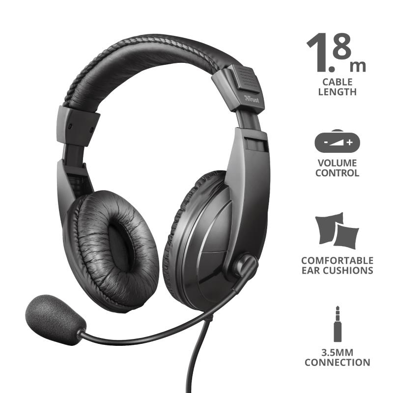 Гарнітура для ПК Trust Quasar 3.5mm Black
