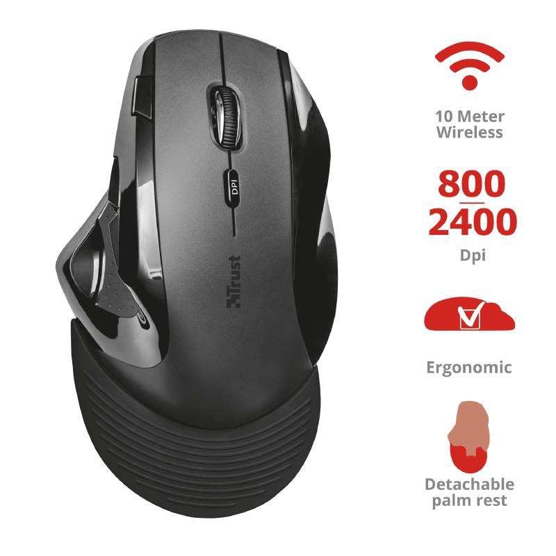Миша Trust VERGO ERGONOMIC WL Black