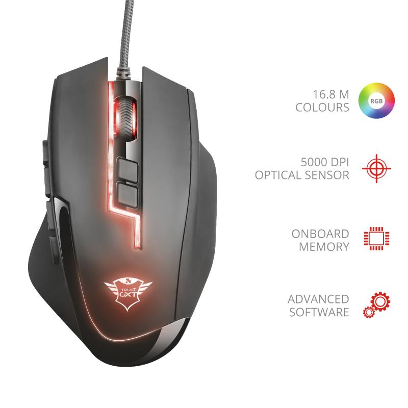Миша Trust GXT164 SIKANDA MMO USB BLACK