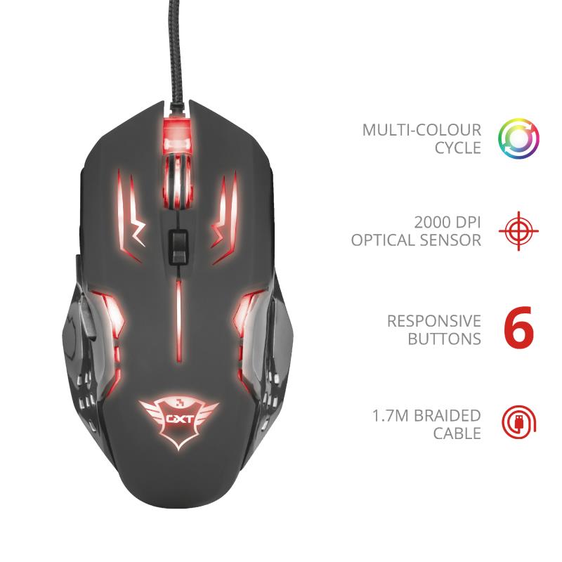 Миша ігрова Trust GXT108 RAVA USB Black