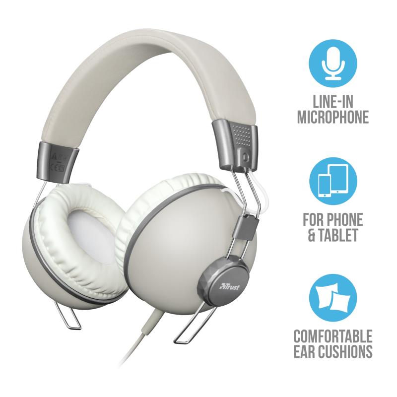 Навушники Trust Noma Over-Ear Mic Retro Ivory