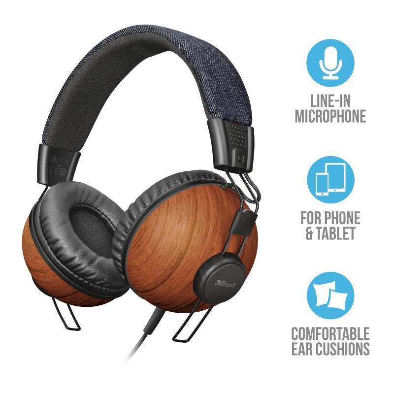 Навушники Trust Noma Over-Ear Mic Denim Wood