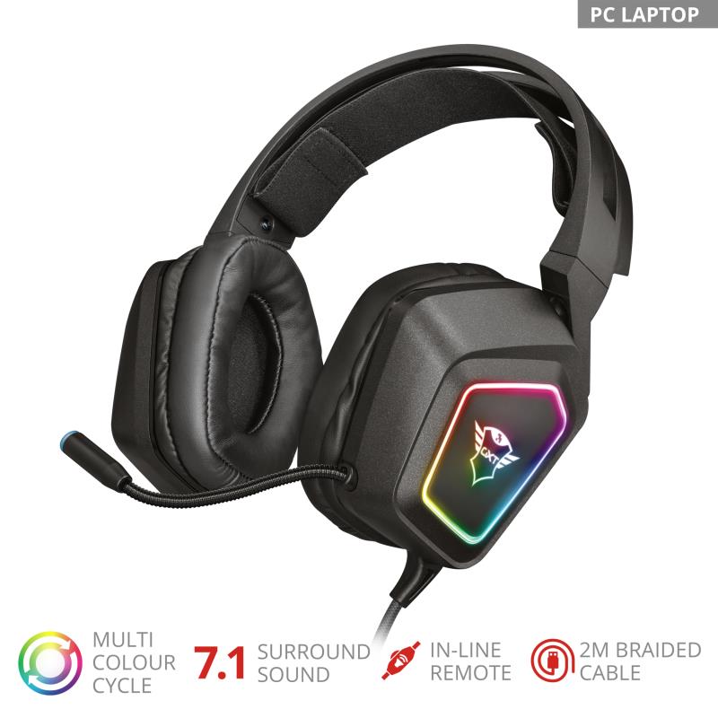 Гарнітура игрова Trust GXT450 BLIZZ 71 RGB USB Black