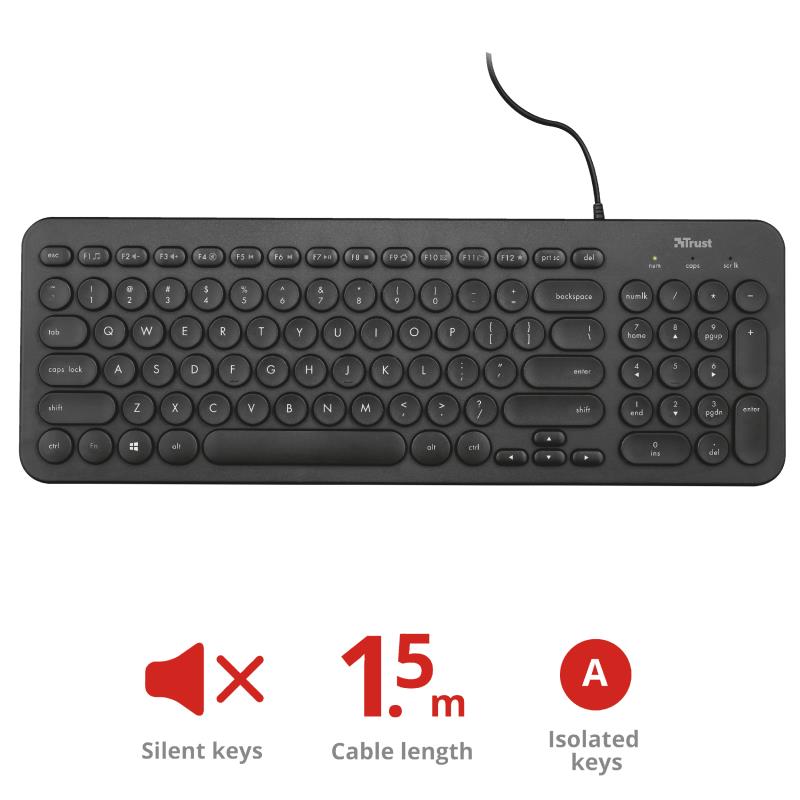 Клавіатура Trust Muto Silent RU USB BLACK