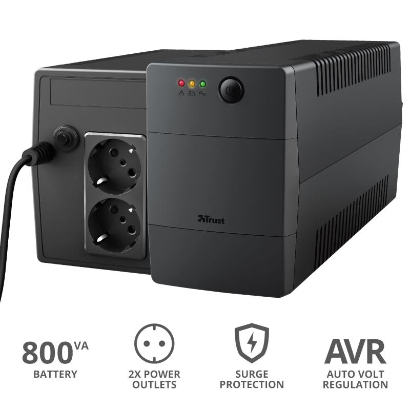 Джерело безперебійного живлення Trust Maxxon 800VA UPS with 2 standard wall power outlets BLACK