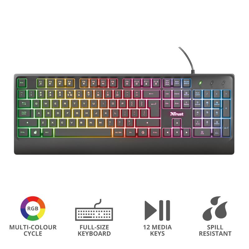 Клавіатура Trust Ziva Gaming Rainbow LED Black
