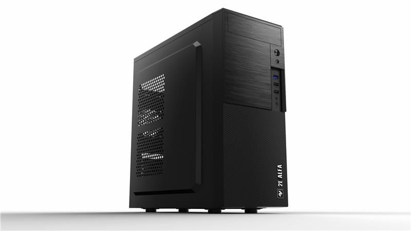 Корпус 2E ALFA (E190-3U) MidT,2xUSB2.0,1xUSB3.0,сталь(бокова панель), без БЖ,чорний