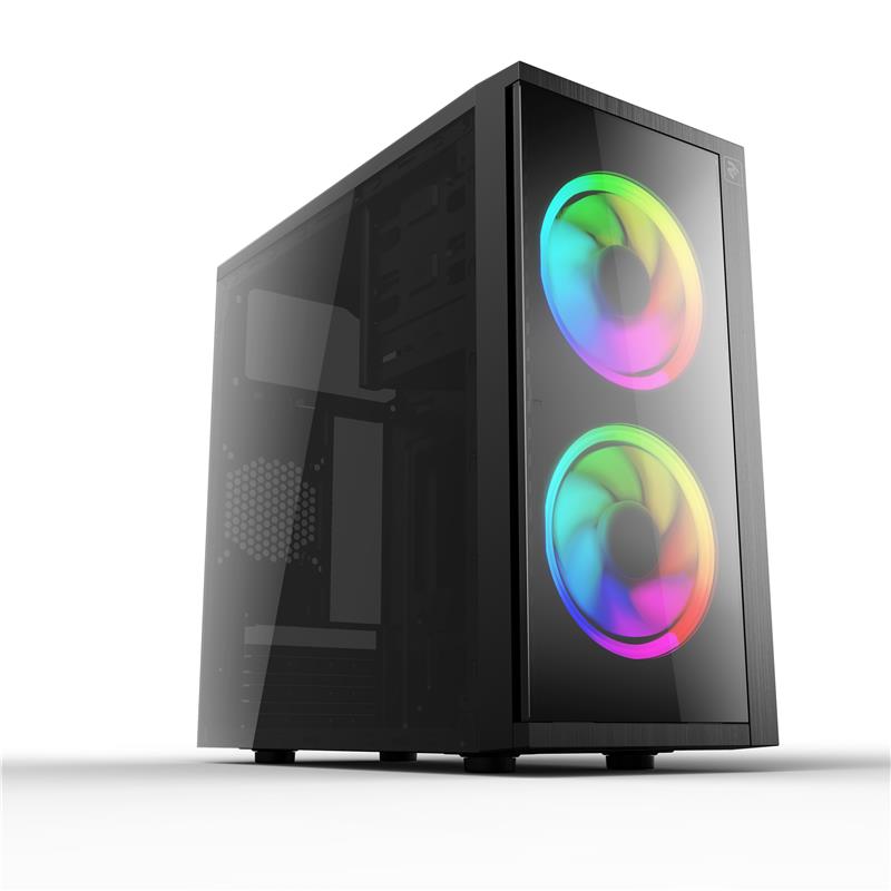 Корпус 2E BASIS (RD858) MiniT, Micro ATX,Mini ITX,2xUSB3.0, 2x120мм ARGB,акрил(бічна панель),без БЖ,чорний