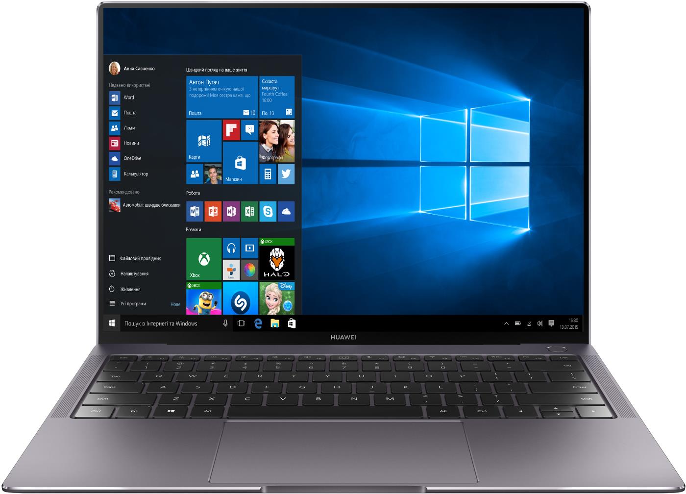Ноутбук HUAWEI Matebook X Pro 13.9QHD LTPS Touch/Intel i7-10510U/16/1024/NVIDIA MX250/W10/Grey
