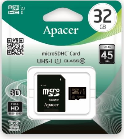 Карта пам'яті Apacer 32GB microSDHC C10 UHS-I + SD