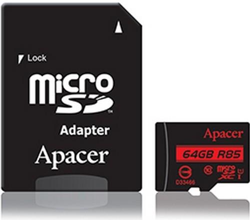 Карта пам'яті Apacer 64GB microSDXC C10 UHS-I R85MB/s + SD