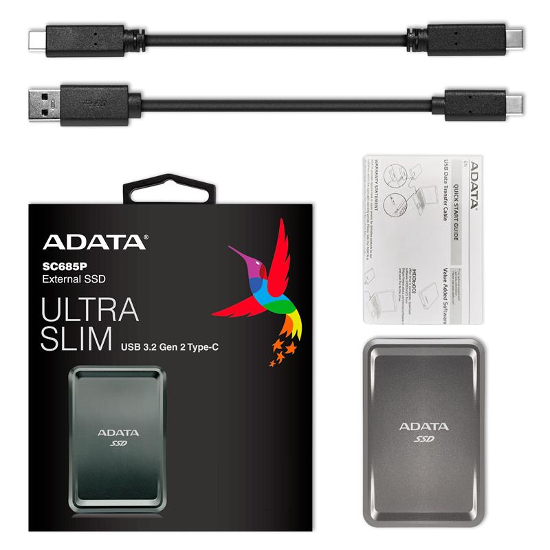 Портативний SSD USB 3.2 Gen 2 Type-C ADATA SC685P 1TB титановий сірий
