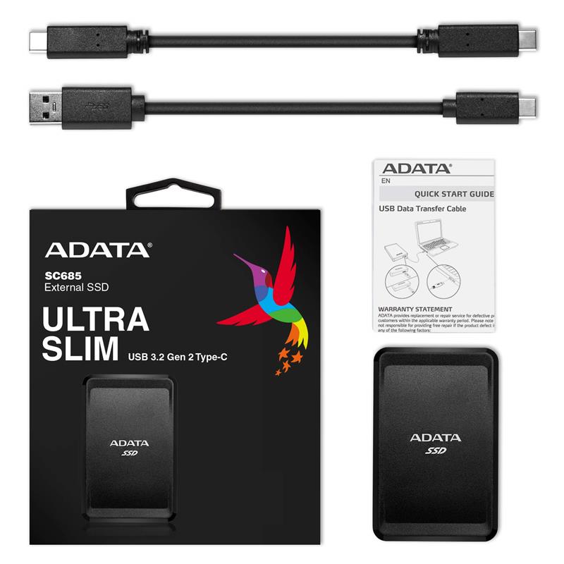 Портативний SSD USB 3.2 Gen 2 Type-C ADATA SC685 2TB Чорний