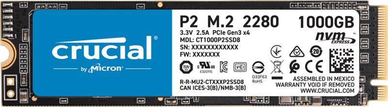 Твердотiльний накопичувач SSD M.2 Crucial 1TB NVMe PCIe 3.0 x4 P2 2280