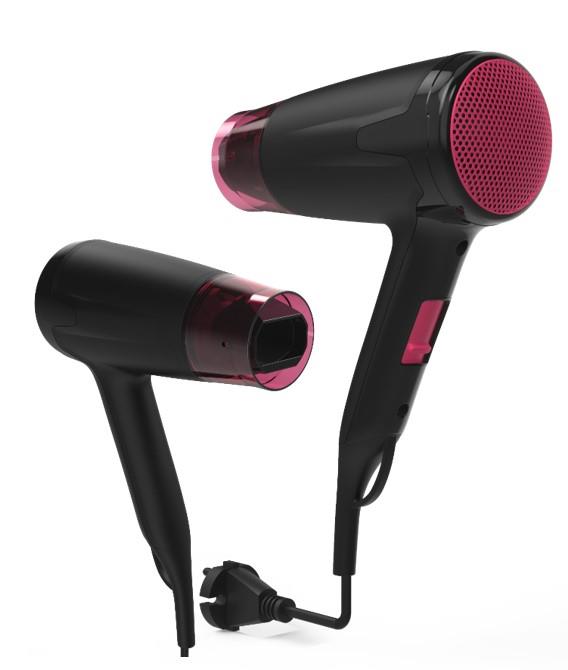 Фен Rowenta CV1622F0, 1600Вт, черно-рожевий