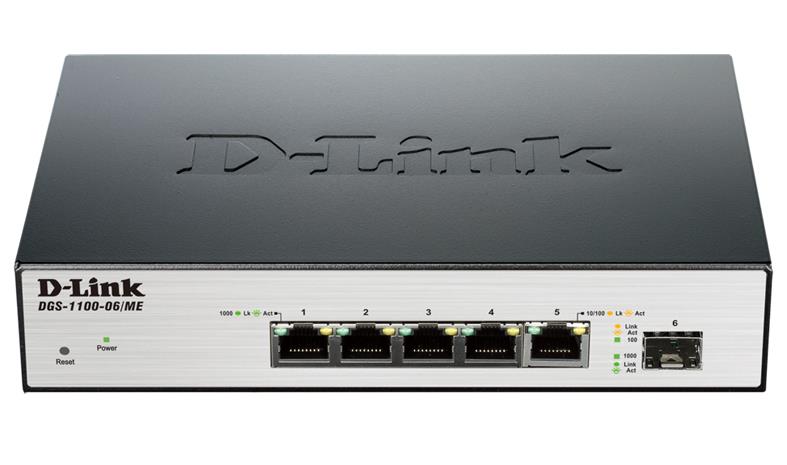 Комутатор D-Link DGS-1100-06/ME 5xGE, 1xSFP, MetroEthernet
