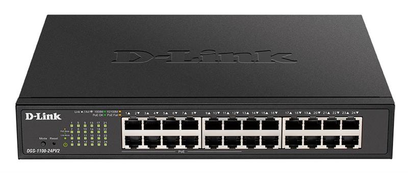 Комутатор D-Link DGS-1100-24PV2 24xGE (1-12 PoE) EasySmart