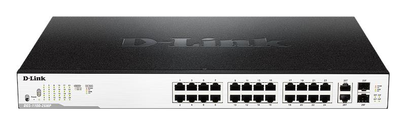 Комутатор  D-Link DGS-1100-26MP 24x1GE PoE, 2xSFP/GE, 370Вт, EasySmart