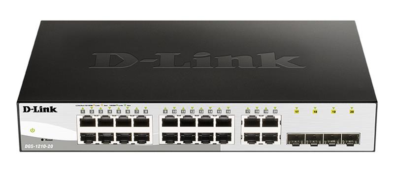 Комутатор D-Link DGS-1210-20/F 16xGE, 4xSFP, WebSmart
