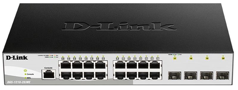 Комутатор D-Link DGS-1210-20/ME/B 16xGE, 4xSFP, WebSmart