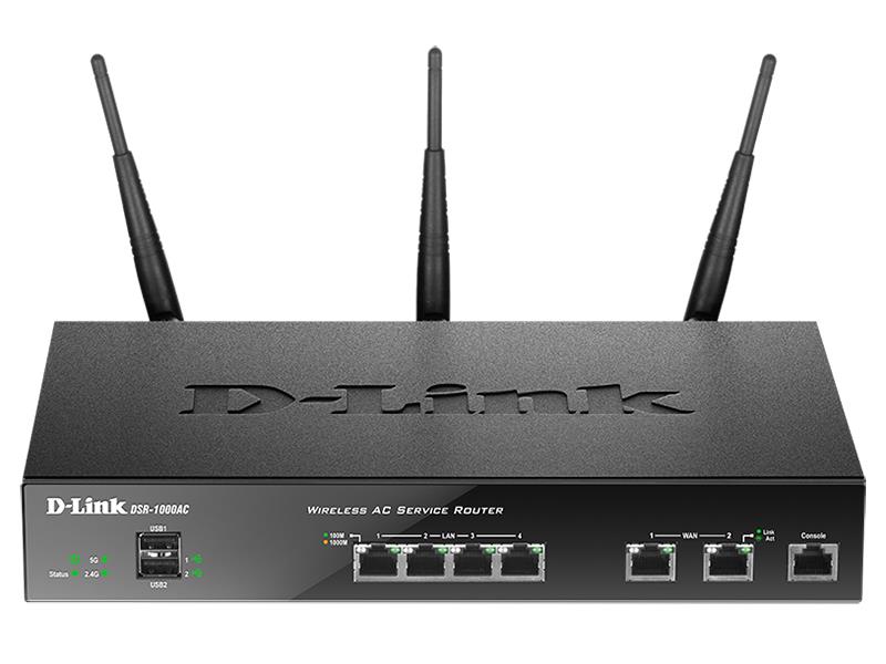 Мультисервiсний маршрутизатор D-Link DSR-1000AC AC1750, 4xGE LAN, 2xGE WAN, 2xUSB