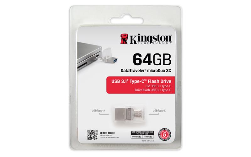 Накопичувач Kingston 64GB USB 3.1+Type-C DT Micro Metal Silver