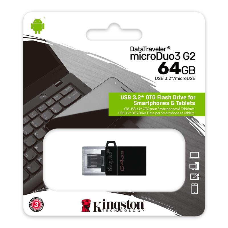 Накопичувач Kingston 64GB USB 3.2 G2 microUSB DT microDuo OTG