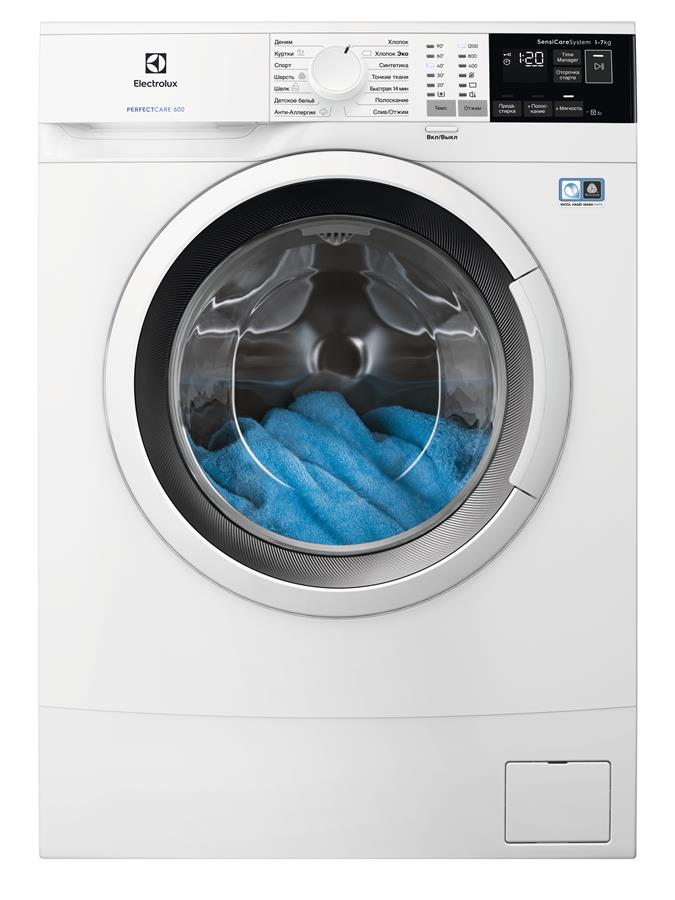 Пральна машина з фронт. завант. Electrolux EW6S4R27W, 7кг, 1200, A+++, глибина 45см, Дисплей, Білий