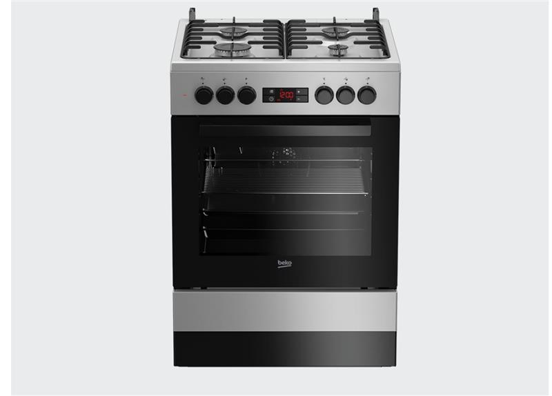 Плита комбінована Beko FSM62320DSS - 60х60 см/емал. решітки/дисплей/66л/8 прогр./срібний колір