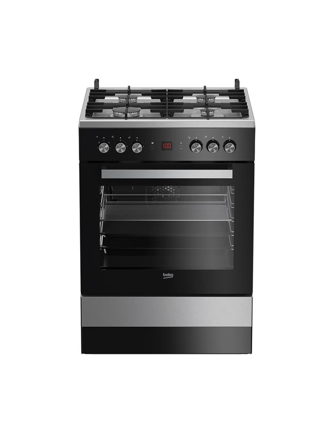 Плита комбінована Beko FSM62530DXMS - 60х60 см/газ-контр/чавун/72л/8 прогр./диспл/чорне скло