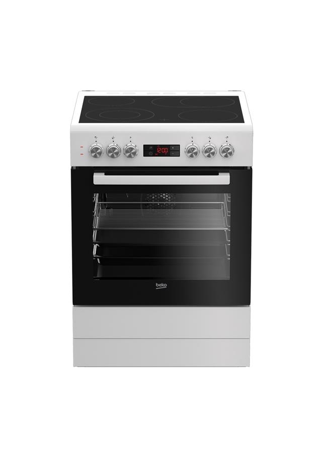Плита електрична Beko FSM67320GWS - склокераміка/60х60 см/4 зони/8 функц/дисплей/72л/білий