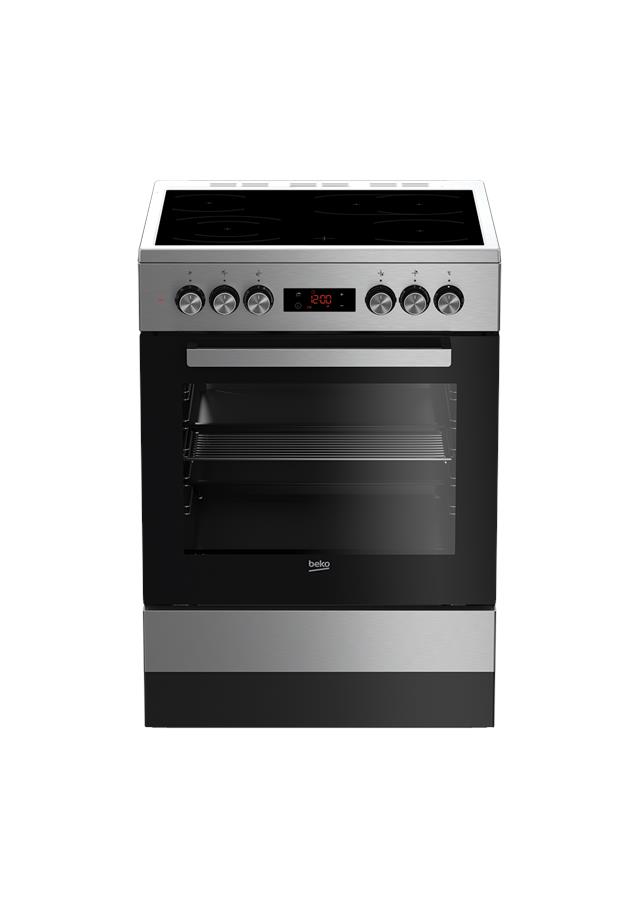 Плита електрична Beko FSM67320GXS - склокераміка/60х60 см/дисплей/сенсор/72л/8 прогр/нерж. сталь