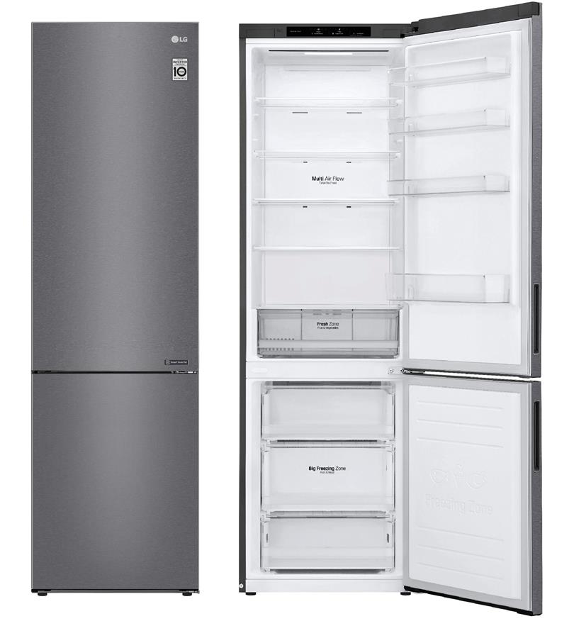Холодильник с нижн. мороз. камерою LG GA-B509CLZM, 203х68х60см, 2 дв., Холод.відд. - 277л, Мороз. відд. - 107л, A++, NF, Інв., Внутр. дисплей, Графіт