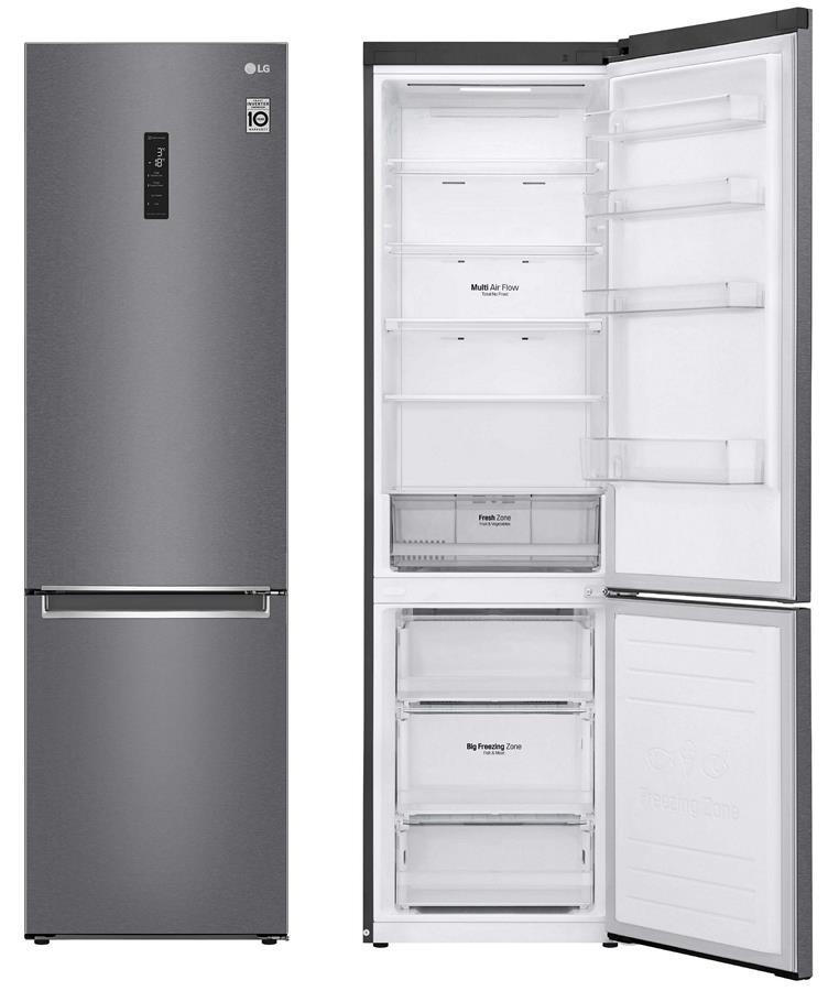 Холодильник с нижн. мороз. камерою LG GA-B509SLSM, 203х68х60см, 2 дв., Холод.відд. - 277л, Мороз. відд. - 107л, A++, NF, Інв., Зовнішній дисплей, Графіт