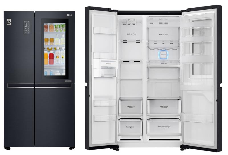 Холодильник SBS LG GC-Q247CBDC, 179х74х91см, 2 дв., Холод.відд. - 406л, Мороз. відд. - 220л, A+, NF, Лінійний , Зона свіжості, Зовнішній дисплей, Чорний матовий