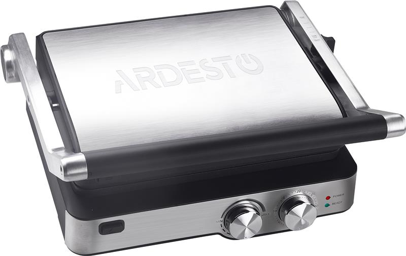 Гриль Ardesto GK-2000M - 2000Вт/механіка/таймер/рег.темп./ знімні пластини/колір метал/