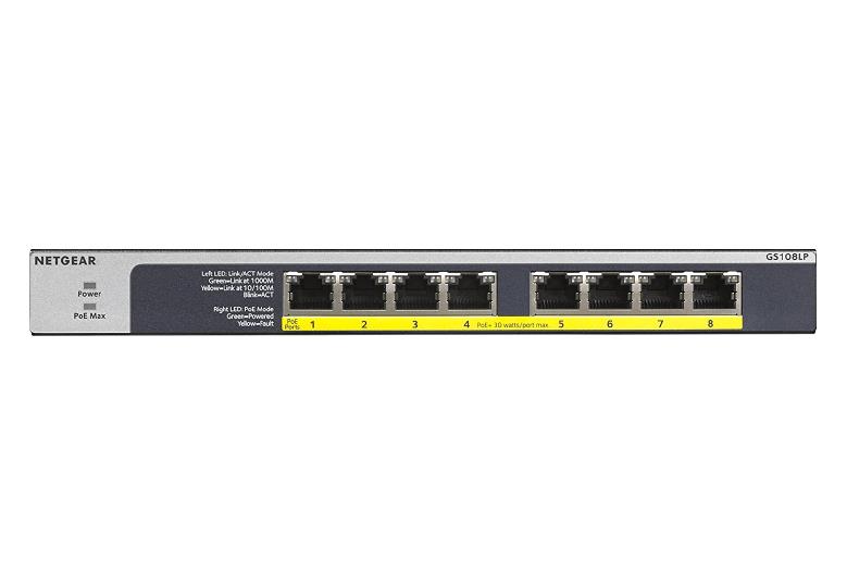 Комутатор NETGEAR GS108LP 8xGE PoE+, некерований