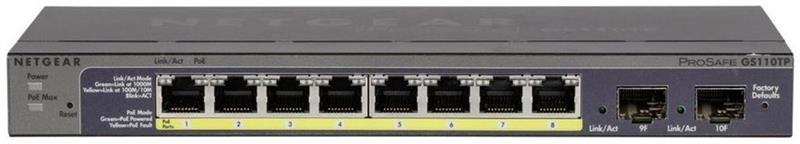 Комутатор NETGEAR GS110TP 8xGE PoE+, 2xGE SFP, керований L2