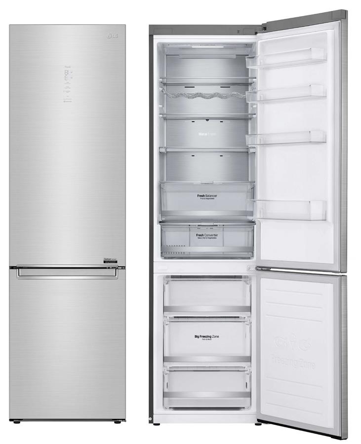 Холодильник с нижн. мороз. камерой LG GW-B509PSAP, 203х68х60см, 2 дв., Холод.відд. - 277л, Мороз. відд. - 107л, A+++-10%, NF, Лі