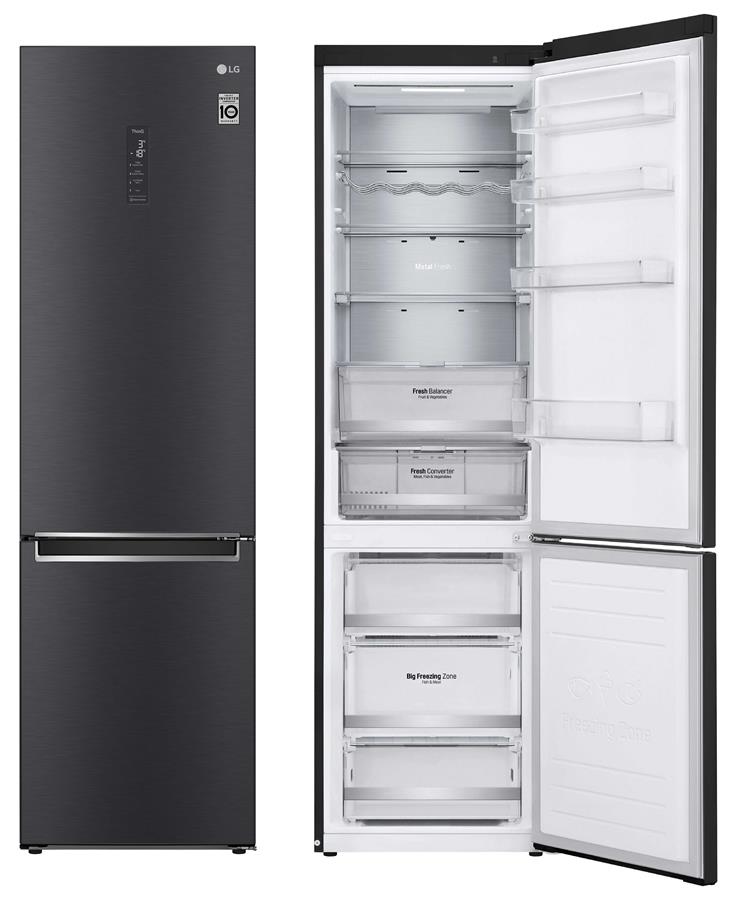 Холодильник с нижн. мороз. камерой LG GW-B509SBUM, 203х68х60см, 2 дв., Холод.відд. - 277л, Мороз. відд. - 107л, A++, NF, Інв., Зона свіжості, Зовнішній дисплей,