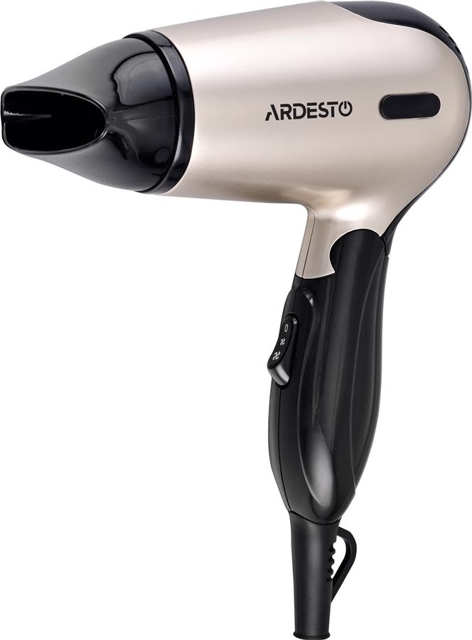 Фен Ardesto HD-503T дорожній/1200 Вт/складана ручка/2 швидкості/2 темпер. режими/сріблясто-чорний