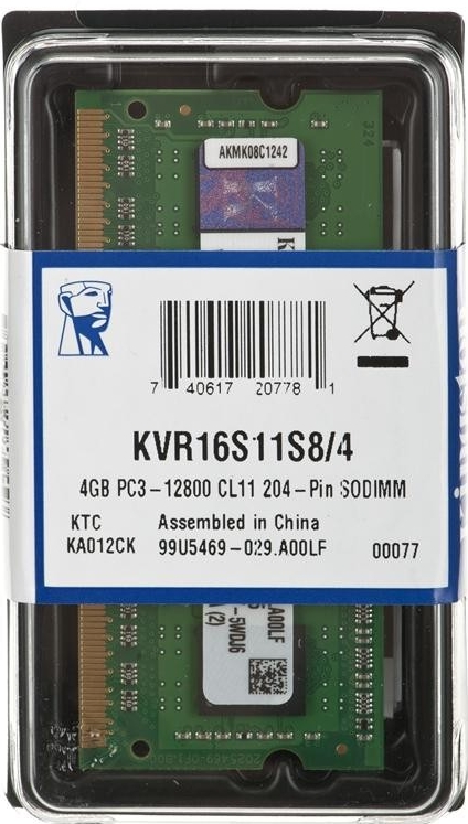 Пам'ять до ноутбука Kingston DDR3 1600 4GB SO-DIMM 1.5V