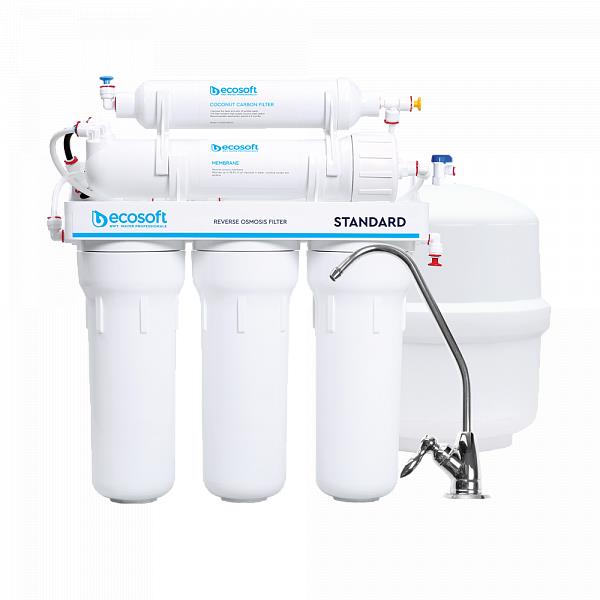 Фільтр зворотного осмосу Ecosoft Standard 5-50 (1 уголь.картрідж, простий кран, 50 галл / добу)