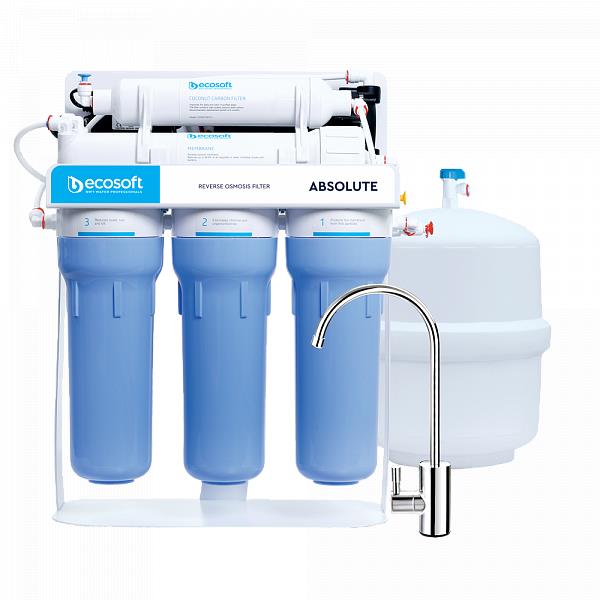 Фільтр зворотного осмосу Ecosoft Absolute 5-50P з помпою на станині (50 галл DOW, кран модерн)