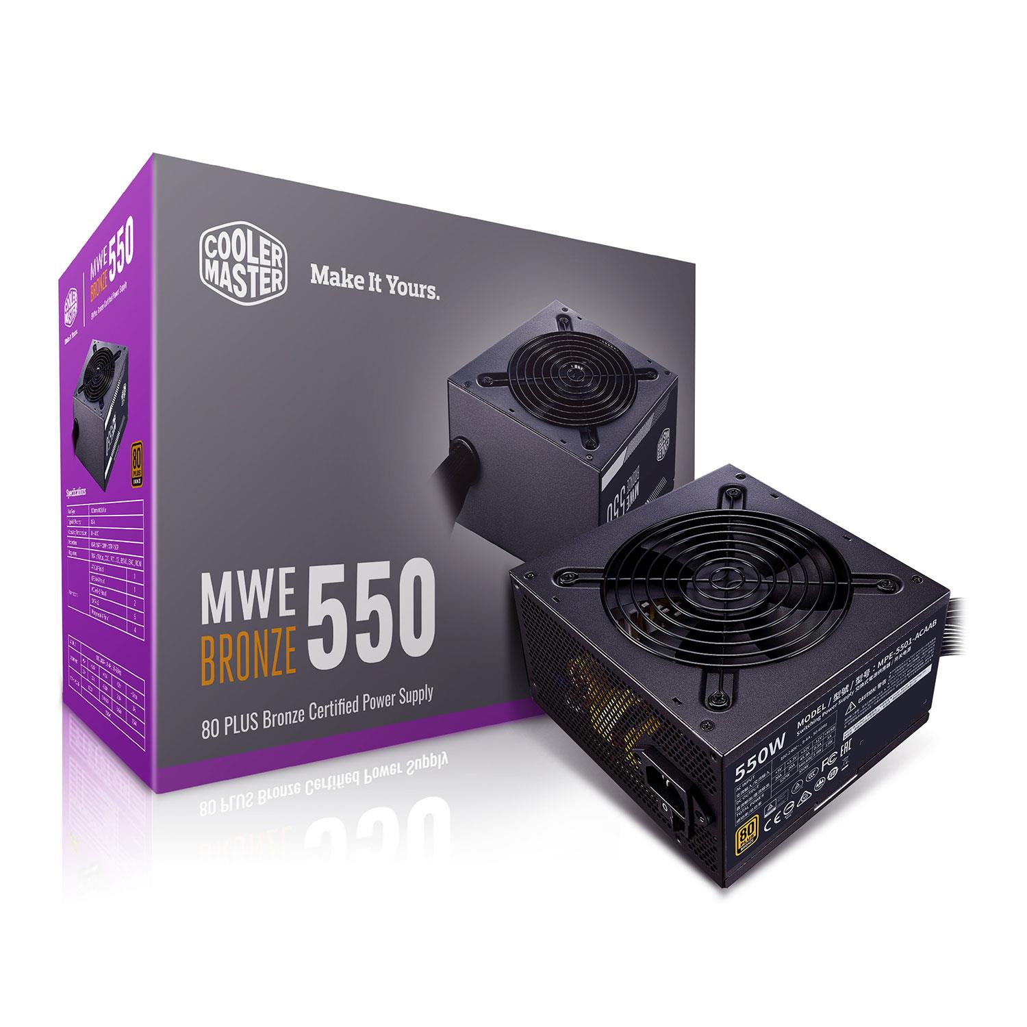 Блок живлення Cooler Master MWE 550 Bronze V2,550W,12cm fan,a/PFC,24+8,4xPeripheral,6xSATA,2xPCIe