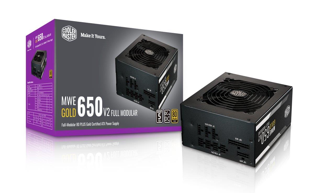 Блок живлення Cooler Master MWE Gold V2 FM 650W,12cm fan,eff. >90%,80+ Gold,24+8pin(4+4),4xMolex,8xSATA,4xPCIe 8pin(6+2),Retail