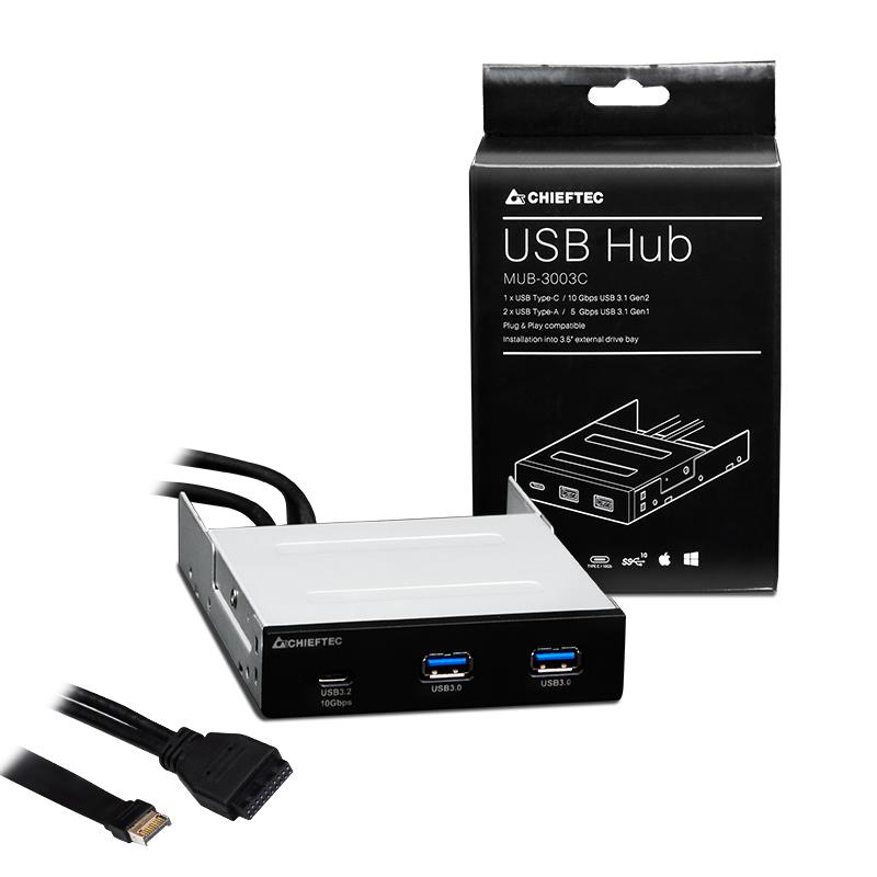 USB хаб CHIEFTEC MUB-3003C для 3.5 відсіків фронтальних панелей корпусів, 2xUSB 3.1 Gen.1 / 1xUSB 3.1 Gen.2 Type-C,RETAIL
