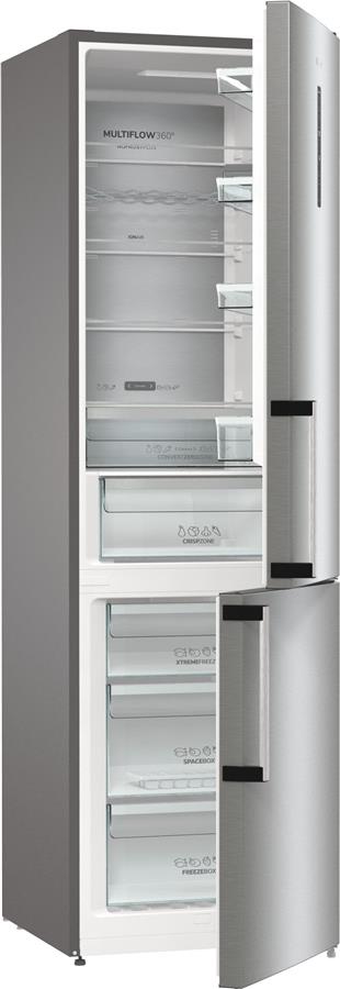 Холодильник з нижн. мороз. камерою Gorenje NRC6204SXL5M, 178х66х60см, 2 двері, 255( 106)л, А++, NF+, Інв. , Зона св-ті, Зовн. Ди